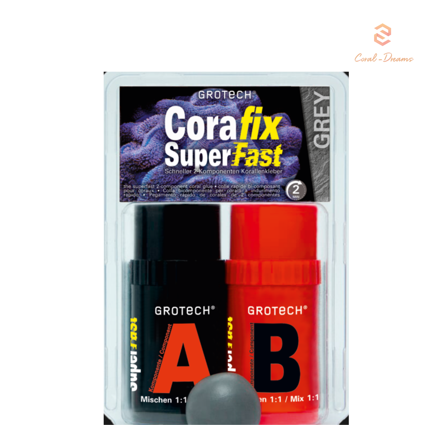 Korallenkleber CoraFix SuperFast, grau 240g / 2 min.