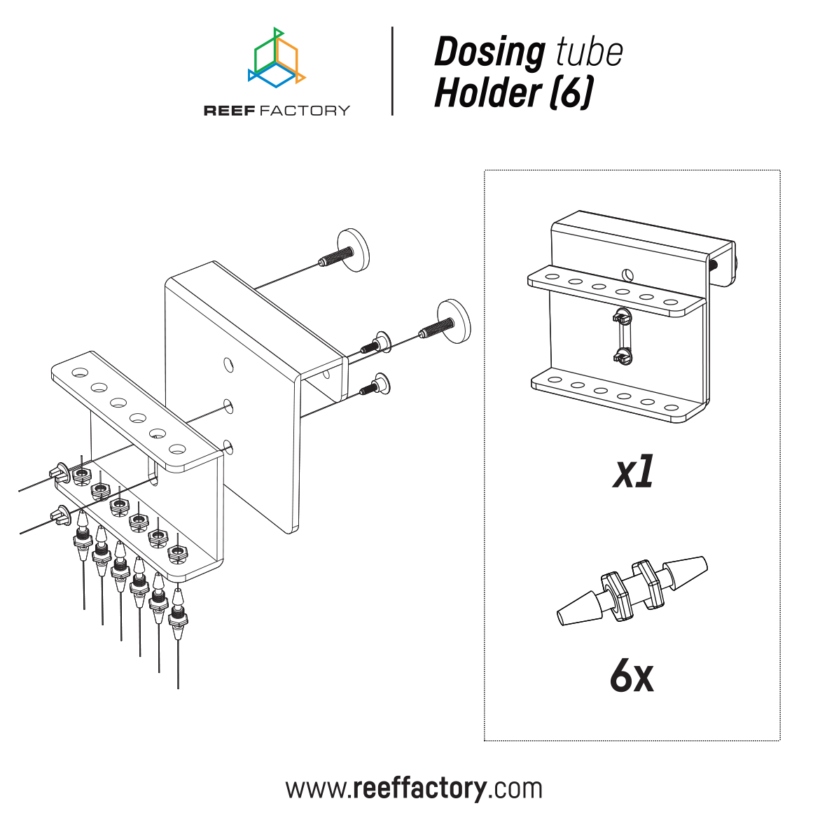 Reef Factory Dosing tube Holder (6) Dosierschlauchhalter