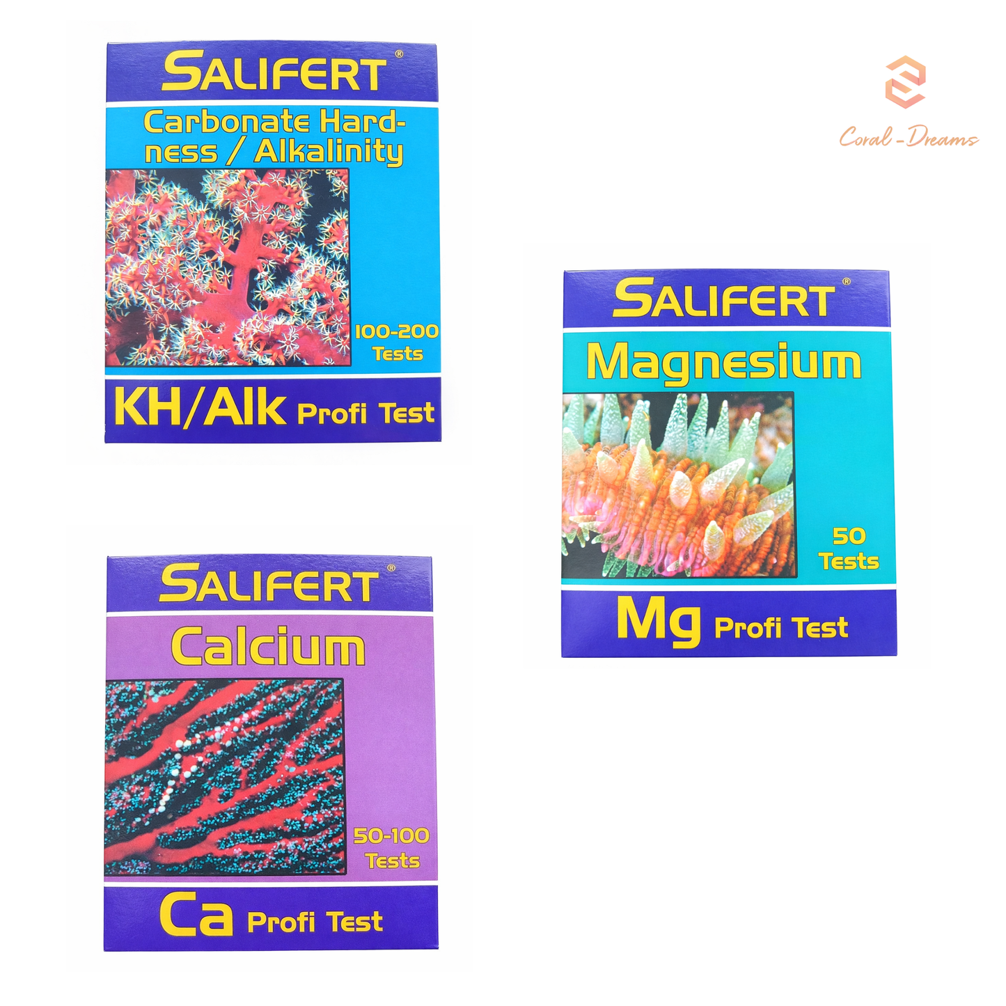 Salifert 3er Spar-Set Karbonathärte Calcium Magnesium KH Ca Mg Profi Test -