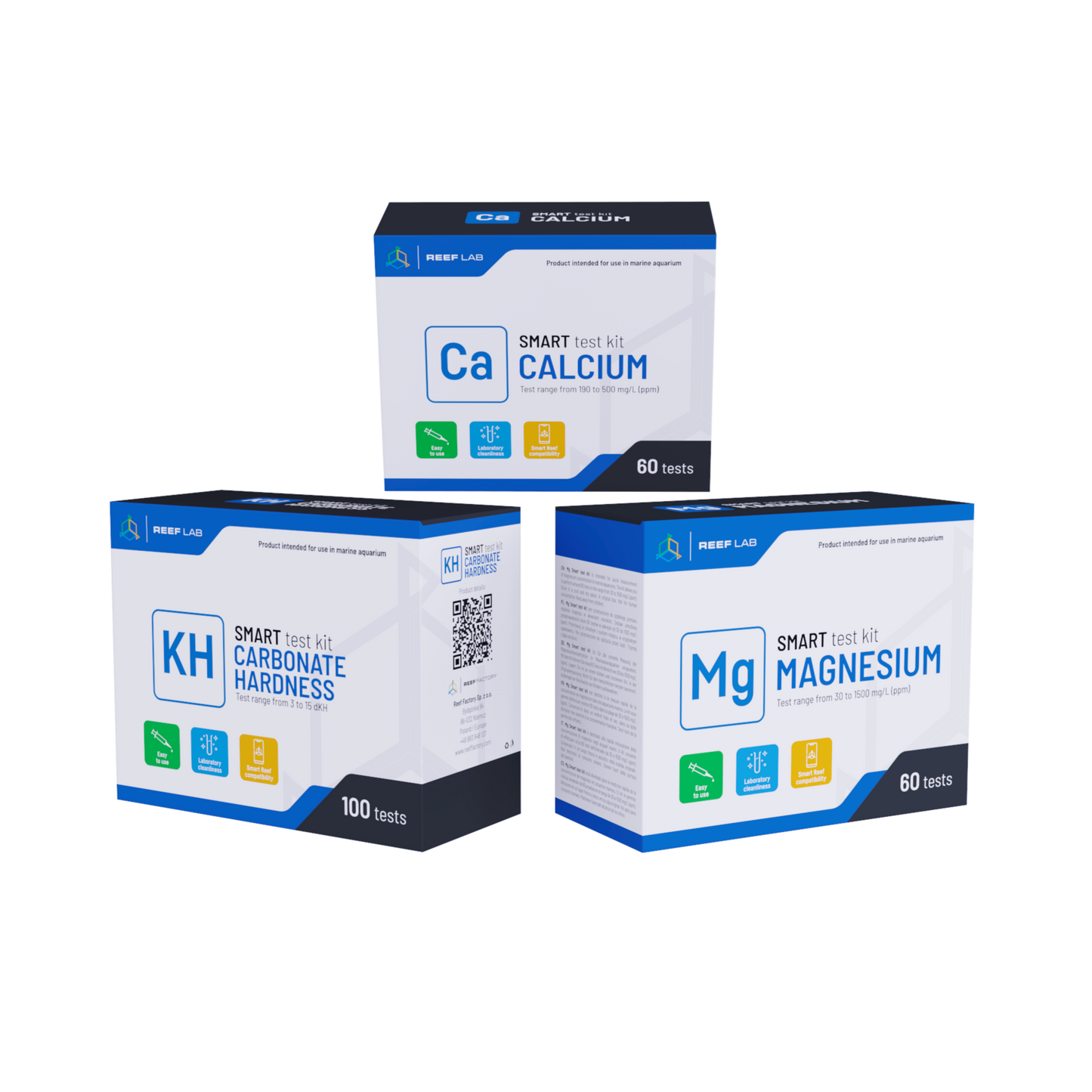 Reef Factory Smart Test Kit 3er Set KH, Ca, Mg