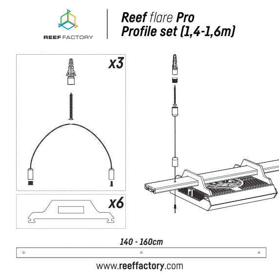 Reef Factory Reef flare Pro Profile Set 1,4 m (black)